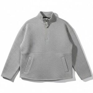 Eddie Bauer Sweatshirt Large Quilted Quarter Zip Pullover Light Gray